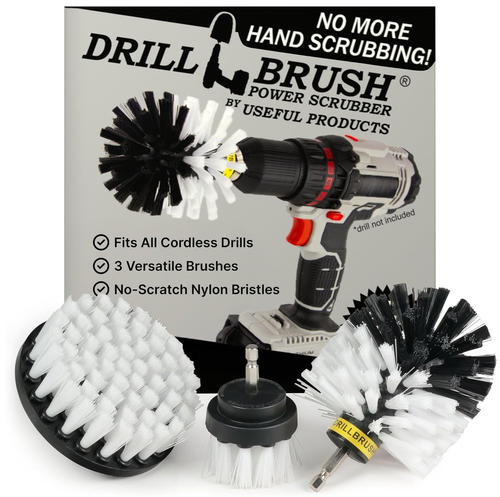 Drillbrush Car Detailing 2in, 4in, 3.5in corner brush, Automotive Soft White