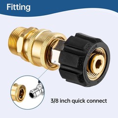 AURORA CAR Pressure Washer Adapter Set, Quick Connect Kit, M22 14mm, Silver