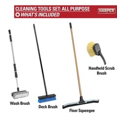 Harper 37518700 All-Purpose Scrubbing Squeegee Brush Set 10 In. Wash Brush