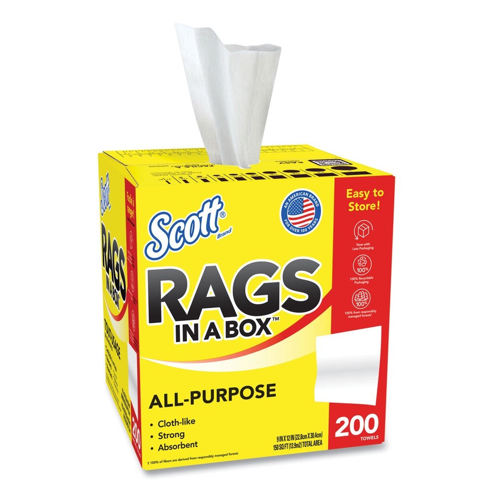 Scott 75260 12″ x 9″ POP-UP Rags in a Box – White (200/Box) New
