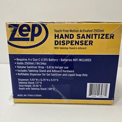 Touch-Free Motion Hand Dispenser 84.54-oz Table Top Stand Zep TFHSU-3- 2500PL
