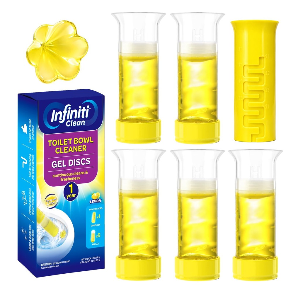Infiniti Clean Toilet Gel Stamp, 5 Pack (Total 1.9 Fl Oz (Pack of 1), Yellow