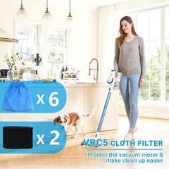 6 Pack VRC5 Filter Bags & 2 Pcs VFF51 Foam vrc5 cloth filter bag(blue)