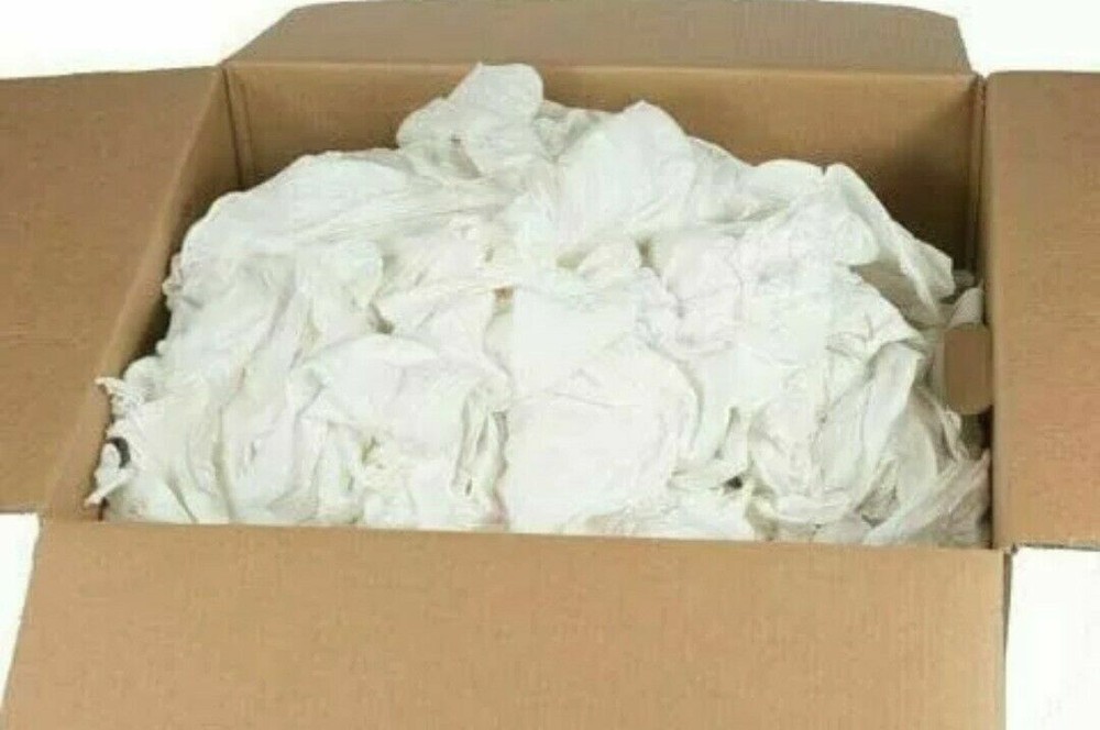 WHITE KNIT T-SHIRT WIPING RAGS CLEANING CLOTH 50 lb BOX – BEST QUALITY & PRICE