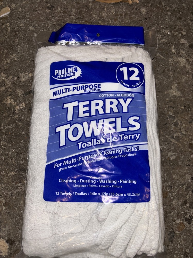 PRO-LINE PROFESSIONAL TERRY TOWELS -12 TOWELS PER PACKAGE – Cotton – 14x17in