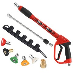 Tool Daily Deluxe Pressure Washer Gun, with Replacement 40inch, Black, Red