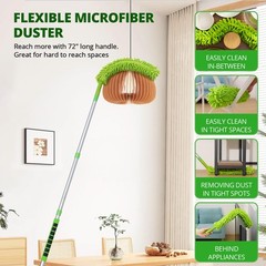 Zavrski Ceiling Fan Cleaner Duster with 6 Ft/72” Extension Pole 72”, Green