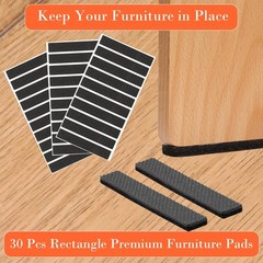 Fursafe&Q Non Slip Furniture Pads – 30 Pcs Rectangular, Black / Brown