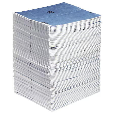 Pig Wtr007 Sorbent Pad, 22 Gal, 15 In X 19 In, Universal, Blue, White, 100 Pk