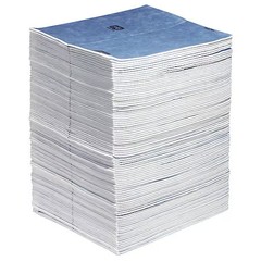Pig Wtr007 Sorbent Pad, 22 Gal, 15 In X 19 In, Universal, Blue, White, 100 Pk