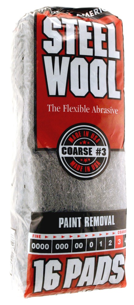 Case Rhodes American Steel Wool Grade 3 – Coarse ~ 6 bags of 16 steel wool pads