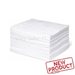100 PACK Workshop Spill Pads Absorbs 20 gal Oil White Polypropylene 15″ W x 18 L