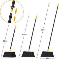 4 Packs Heavy-Duty Outdoor Brooms, Equipped with 58 Inch Long Handle