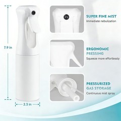 HPPFFY Continuous Spray Bottle for Hair, 1Pack Whole 6.8 Ounces, White