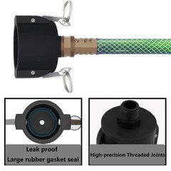 275 330 Gallon IBC Tote Tank Drain Adapter Fittings 2″ Cam Lock 2 Inch, Black