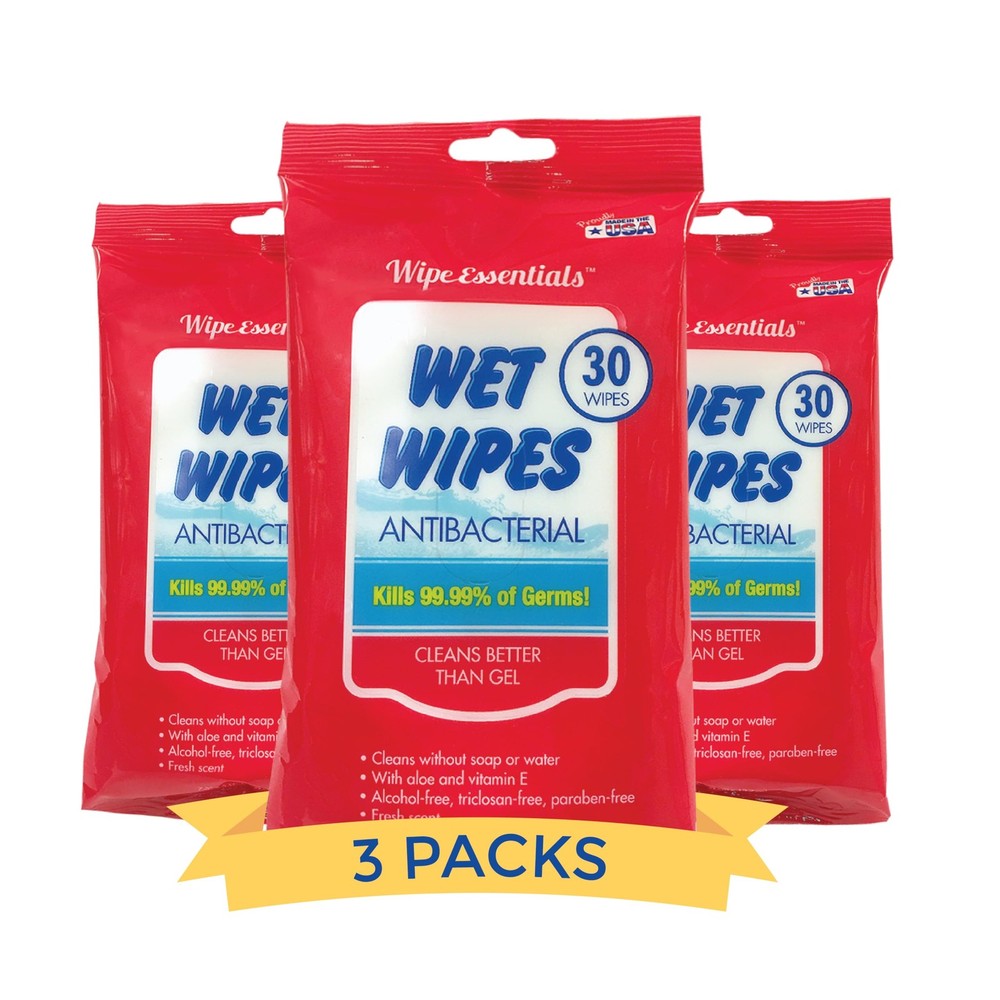 WipeEssentials Hand Sanitizer Wipes for Adults and 30 Count (Pack of 3)