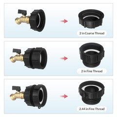 wantmatch IBC Tote Adapter 275-330 Gallon Water Black Handle Valve