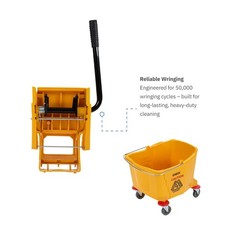 35-Quart Commercial Mop Bucket with Side-Press Wringer, Integrated Pour Spout…