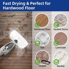Steam Mop – 10-in-1 MultiPurpose 13.3×6.3×44.7 inches, White&Grey-Steam