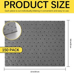 150 Pack Oil Absorbent Pads, Polypropylene oil Spill Mat 9.8 x 13 Inch Water …