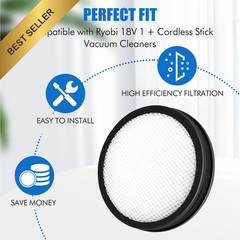 3 Pack Washable Filter for Ryobi 18V Cordless Stick Vacuum PCL720 PBLSV716 717