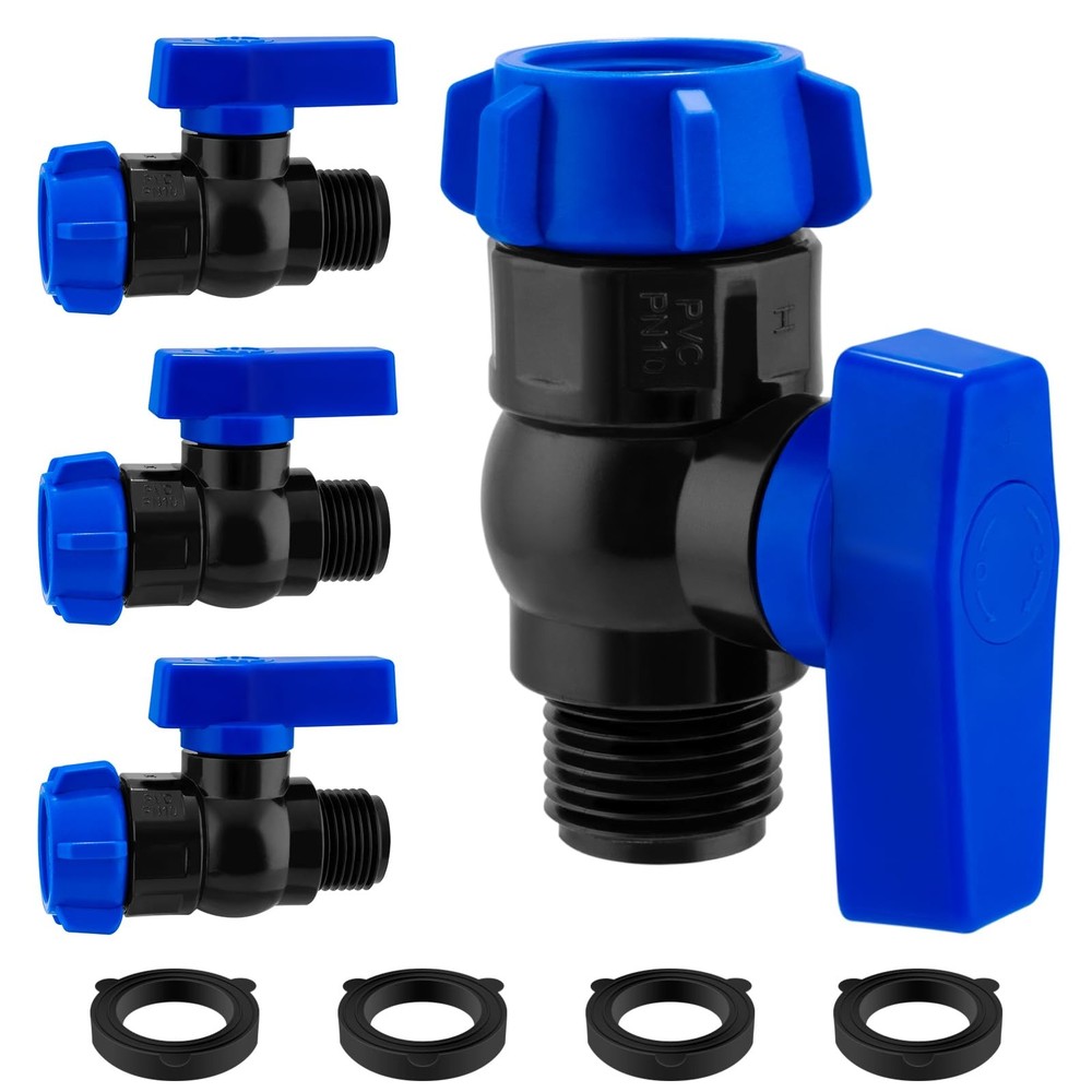 4 Pack 3/4 GHT High-Flow Garden Hose Shut inch, 360° Swivel Ball Valve
