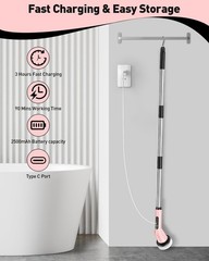 Shower Scrubber with Long Handle, Shower Cleaner Brush with 8 Floor Machine P…