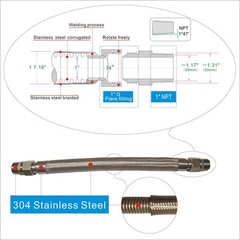 Compressor Jumper Hose, 1″ NPT Male x 20″Length,750°F, 450 PSI， Both
