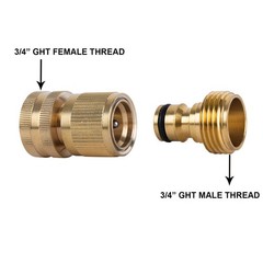 HQMPC Garden Hose Quick Connect Solid Brass Connector 3 Sets, Tan