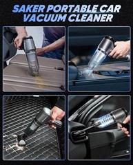 Saker Car Vacuum Portable Cordless Handheld 15000PA High Silver