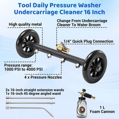 Tool Daily Undercarriage Pressure Washer Attachment 16 16”+ foam, Black