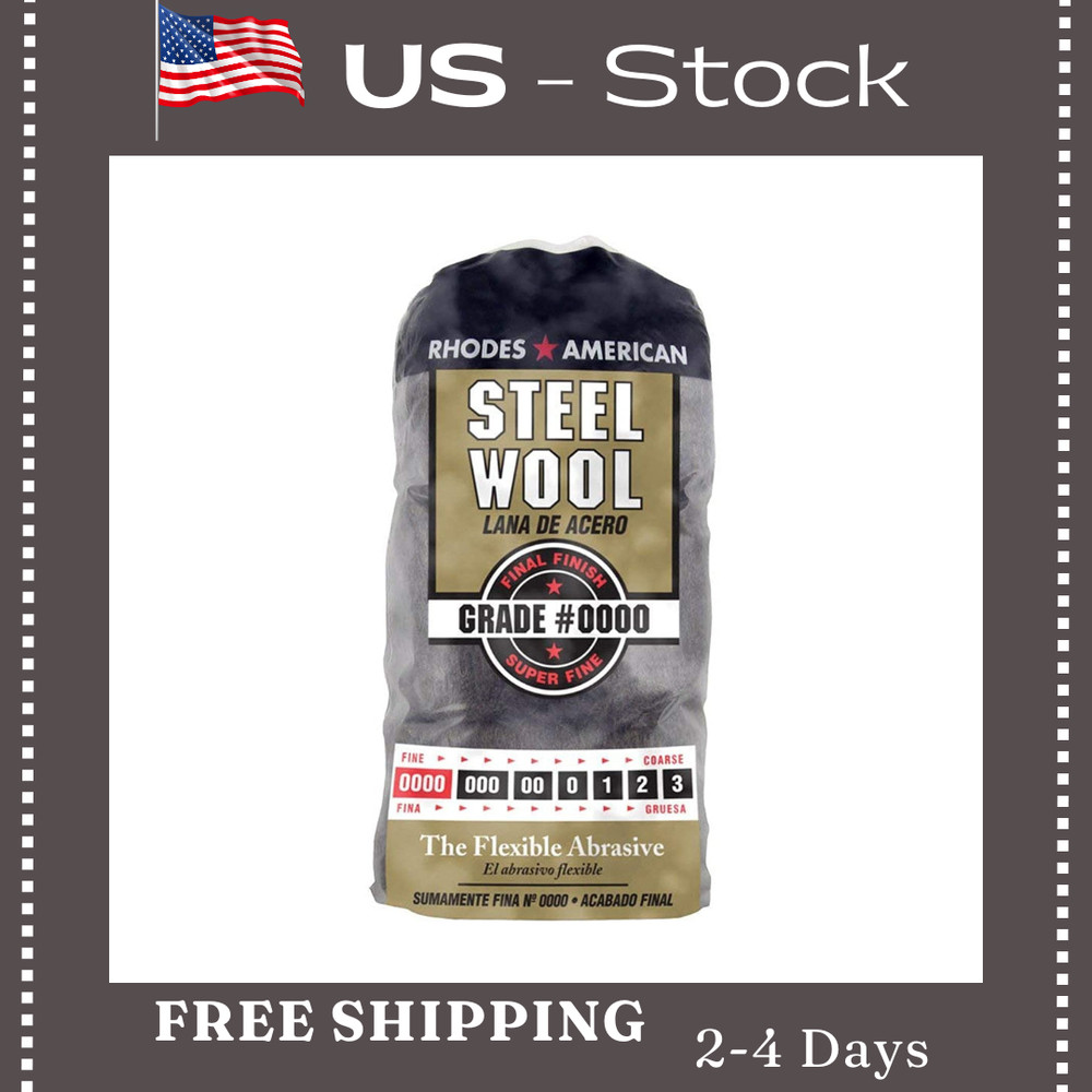Steel Wool 0000 12 pad Fine Grade Rhodes, American Final Finish Super Fine