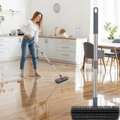 Floor Scrub Brush with 64″ Long Handle – 360° Swivel Heads Household Push B