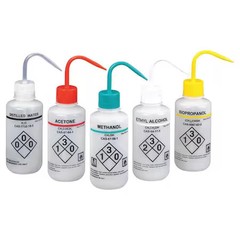 Translucent, Wash Bottle 16 Oz., Assorted, Pk5, 24J898