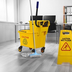 26 Quart Commercial Mop Bucket Side Press Wringer on Wheels House Cleaning