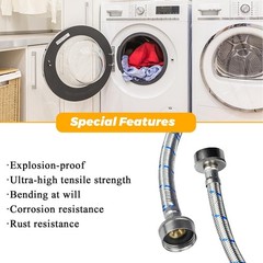 6Ft Stainless Steel Washing Machine Hoses :Length 71.8″, Blue&Red
