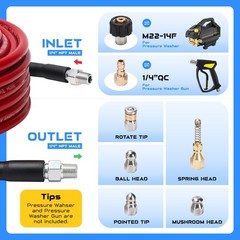 Sewer Jetter Kit for Pressure Washer, 100FT 5800 PSI 100FT, Red – Hose Only