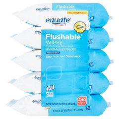 Flushable Wipes Fresh Scent 5 Packs of 48 Wipes 240 Total Wipes