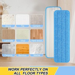 18 inch Reusable Mop Pads Microfiber Spray 5 Count (Pack of 1), Blue