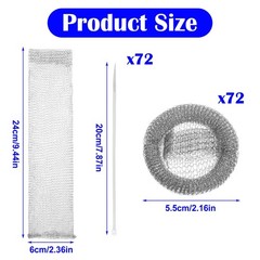 72 Pcs Lint Traps, Stainless Steel Catcher for Washing Machine, Sliver