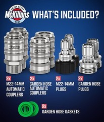 McKillans® 2025 Automatic M22-14mm Pressure Washer Quick Connects