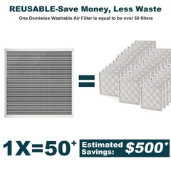 16x25x1 Reusable Air Filter, Washable, MERV 8, Permanent Electrostatic Air Fi…