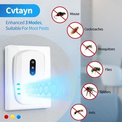 2026 Cvtayn Upgraded Ultrasonic Pest Repellent Indoor Repeller, 6 PACK, White