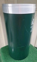 Glaro 23 GALLON Round Steel Recycling Bin, GREEN/GREY. PRE-OWNED $649 RETAIL