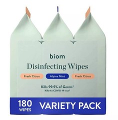 Biom Disinfecting Wipes – Variety – 3pk/180ct Fresh Citurs – Alpine Mint