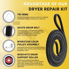 4392067 Dryer Repair Kit(𝟓 𝐖𝐡𝐞𝐞𝐥𝐬)&W10837240 Idler Pulley…