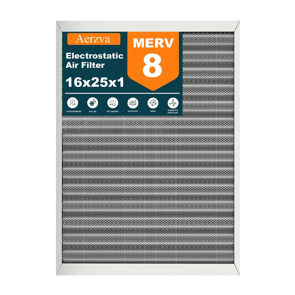 16x25x1 Reusable Air Filter, Washable, MERV 8, Permanent Electrostatic Air Fi…