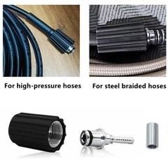 High Pressure Washer Hose Repair Kit, Washers 15 inches, Silver Black
