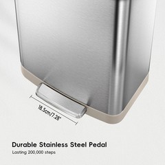 EKO Hudson Matte Stainless 75 Liter/20 Gallon Step Trash Can with Rear Trash …