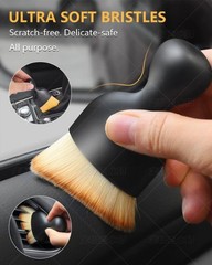 3PCS Car Interior Detailing Kit – 2 Curved Soft Bristle Brushes & 1 Dual-Head Du